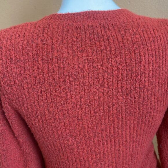 J.Crew Ribbed Puff-Sleeve Sweater Extra-soft Yarn Burnt Orange Sweater XXS - Picture 4 of 10